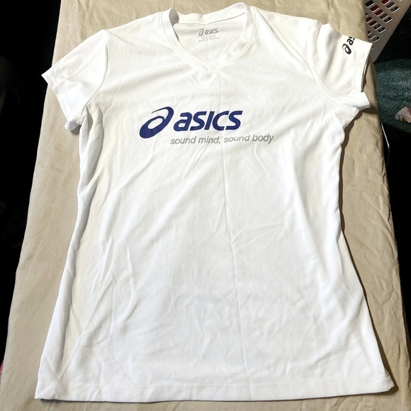 NWT Asics Sound Mind Body Running Athletic Logo Tee T-Shirt Women's Small S New - Picture 1 of 7